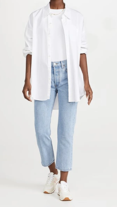 Still Here Black And White Tate Crop Jeans In Vintage Blue