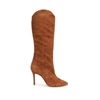 Schutz Maryana Studded Suede Boot In Deep Nude