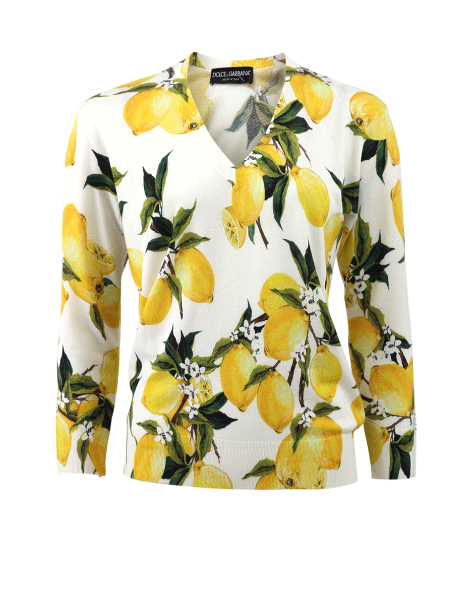 Dolce & Gabbana Lemon Print Cashmere Sweater | ModeSens