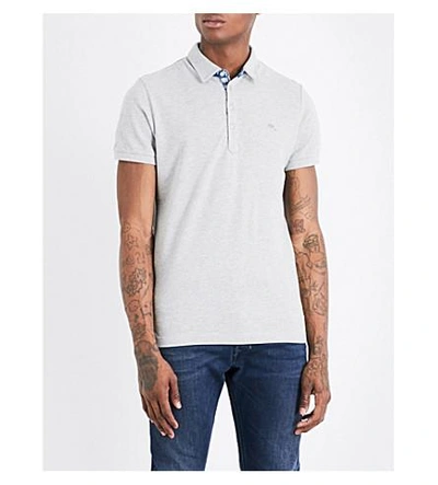 Diesel T-raga Cotton-piqué Polo Shirt In Light Grey Melange