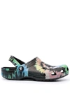 Crocs Classic Swirl Tie Dye Clogs In Multi Black