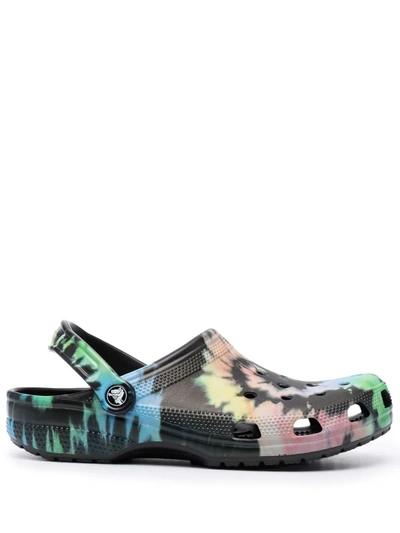 Crocs Classic Swirl Tie Dye Clogs In Multi Black In Black