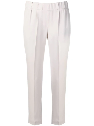Brunello Cucinelli Tapered Elasticated Trousers In White