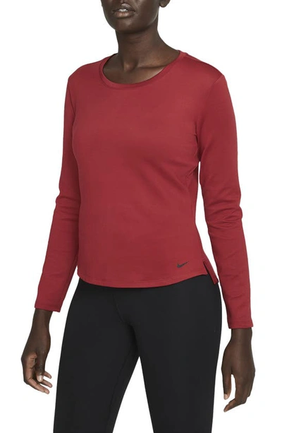Nike Therma-fit One Women's Long-sleeve Top In Pomegranate/ Black