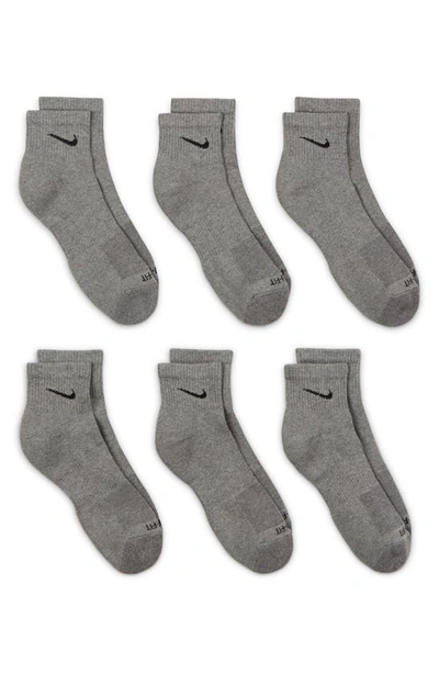 Nike Everyday Plus Cushioned Training Ankle Socks In Carbon Heather/ Black