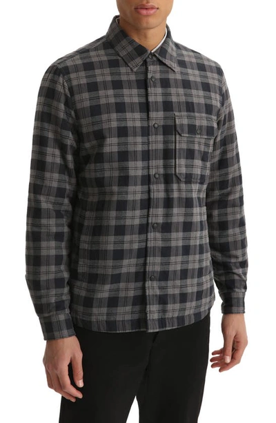 Woolrich Traditional Madras Lightly Padded Cotton Flannel Overshirt In Grey Check