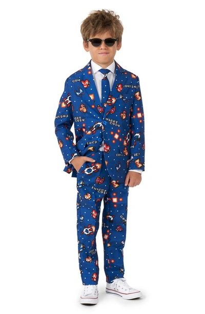 Opposuits Kids' Retro Gamer Two-piece Suit With Tie In Blue