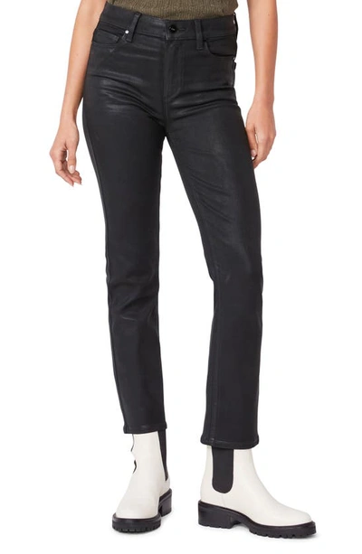 Paige Cindy Ultra High Rise Straight Ankle Coated Jean - Black Fog Luxe