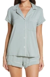 Eberjey Gisele Shorty Pajamas In Willow Green/bone