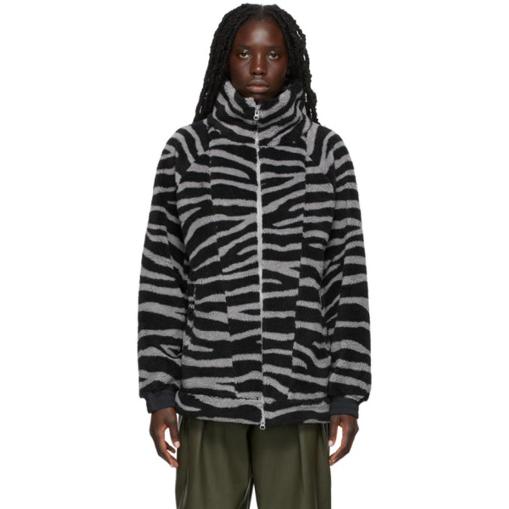 Adidas By Stella Mccartney Black & Grey Fleece Jacket In Black