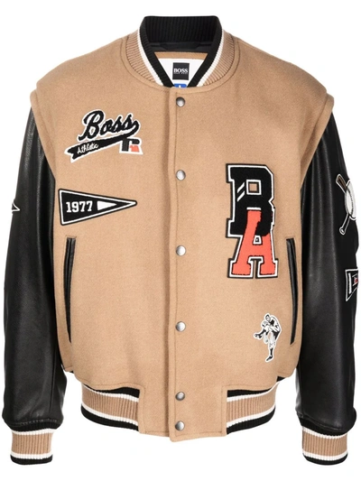 Hugo Boss Mens Medium Beige X Russell Athletic Logo-print Wool