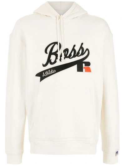 Hugo Boss Boss X Russell Athletic Logo-print Stretch-cotton Hoody In White