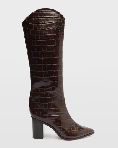 Schutz Analeah High-heel Boots In Dark Chocolate