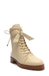 Alexandre Birman Clarita Quilted Zip Leather Combat Boots In Eggshell