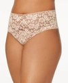 Hanky Panky Plus Size Retro Lace Thong 591924x In Taupe Vanilla