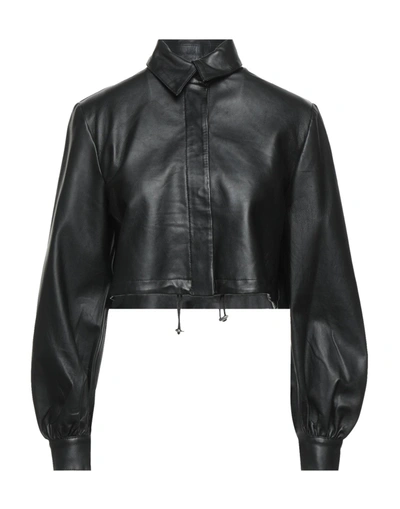 Bully Short Leather Jacket In Black