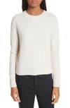 Vince Fuzzy Wool Crewneck Pullover Sweater In Off White