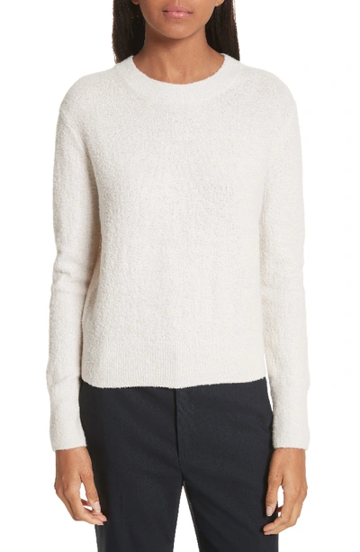 Vince Fuzzy Wool Crewneck Pullover Sweater In Off White