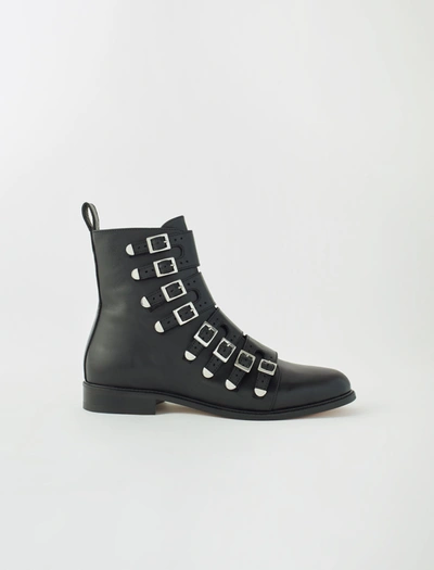 Maje Multi-strap Flat Boots In Black | ModeSens