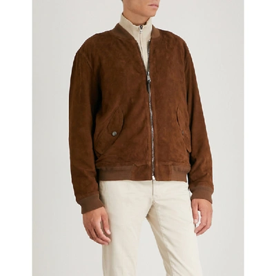 Polo Ralph Lauren Slim-fit Suede Bomber Jacket - Tan In Country Brown