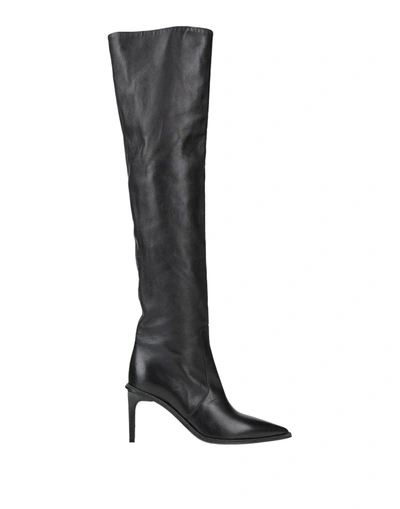 Brunello Cucinelli Bead-embellished Leather Over-the-knee Boots In Black