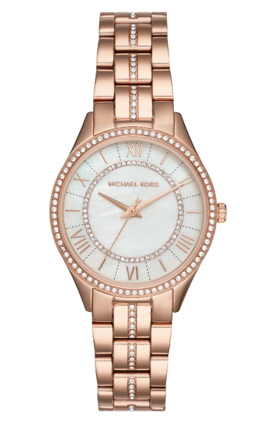 Michael Michael Kors Michael Micheal Kors Lauryn Watch, 33mm In Rose Gold/ White/ Rose Gold