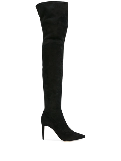 Sergio Rossi Stretch-suede Over-the-knee Boots In Black
