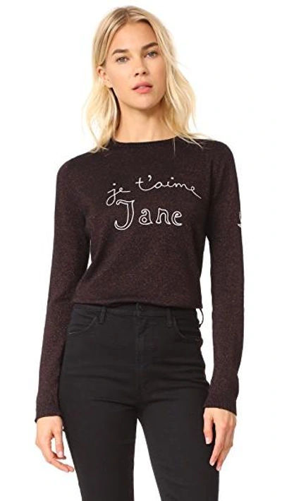 Bella Freud Je T'aime Jane Wool-blend Sweater In Black/burgundy