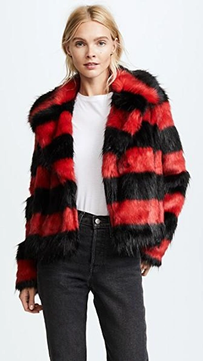 Mcq By Alexander Mcqueen Shrunken Faux Fur Peacoat In Red