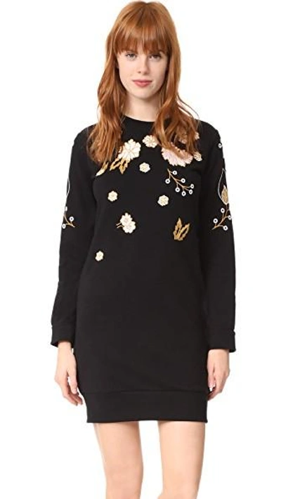 Whistles Embroidered Sweatshirt Dress In Multicolor