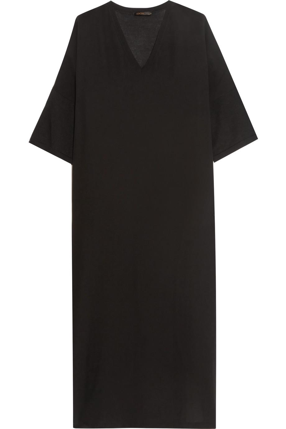 Agnona Silk Crepe-paneled Cashmere And Silk-blend Jersey Midi Dress ...