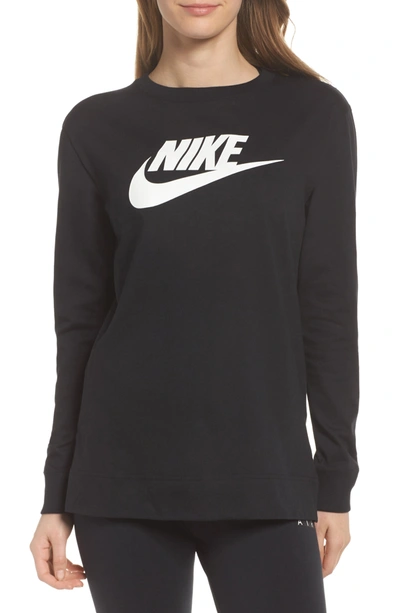 Nike Sportswear Essential Long-sleeve Top In Black/ White