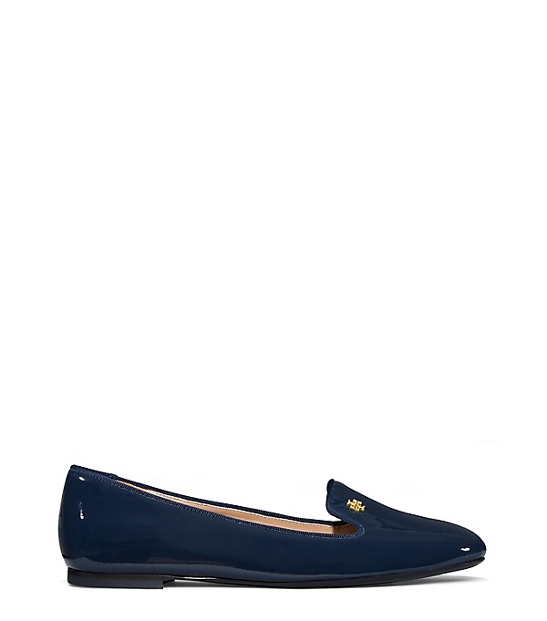 navy blue patent leather loafers
