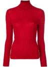 Gucci Fine Silk Blend Polo Neck Knitted Top In Red