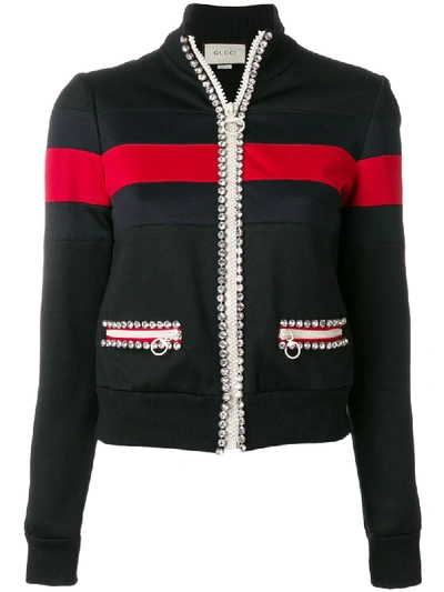 Gucci Crystal-embellished Technical Jersey Sweatshirt In Black