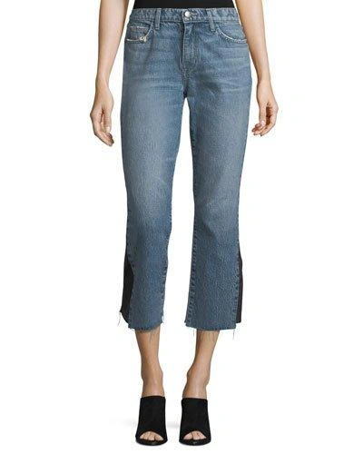 Current Elliott The Kick Mid-rise Straight-leg Jeans W/ Insert In Blue