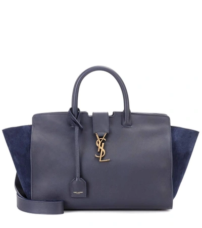 Saint Laurent Small Downtown Monogram Tote In Blue