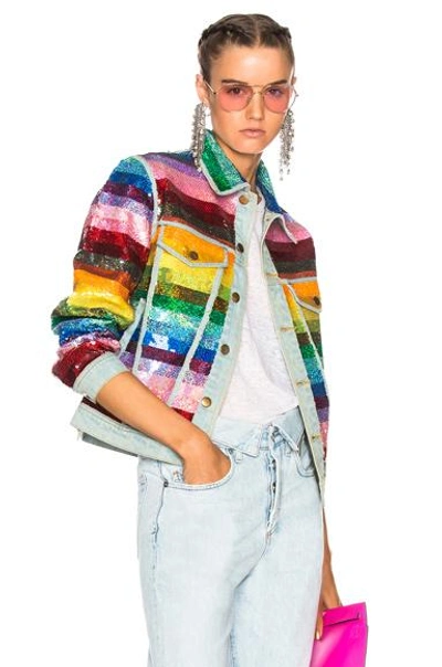 Ashish Sequin Jacket In Glitter Rainbow