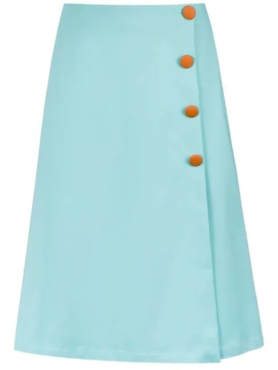 Adriana Degreas Button-up Midi Skirt In Blue