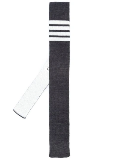 Thom Browne 4-bar Stripe Wool Knit Tie In Grey