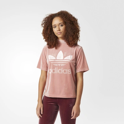 Adidas Originals Women's Originals Velvet Vibes High Neck Boxy T-shirt, Pink  In Raw Pink | ModeSens