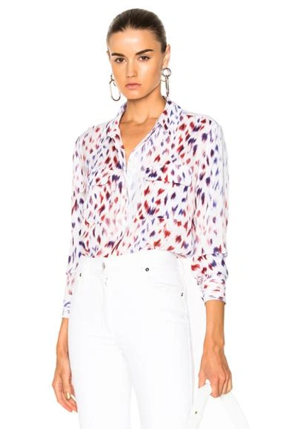 Equipment Signature Abstract Button Up In White