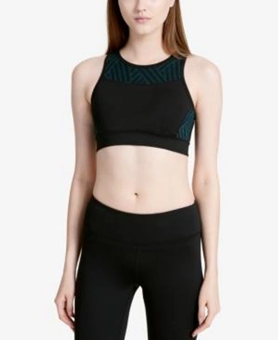 Calvin Klein Performance Printed Mesh Low-support Sports Bra In Pine Combo