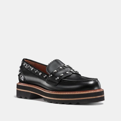 Coach Lenox Loafer With Rivets In Black