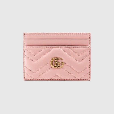 Gucci Gg Marmont Card Case - Light Pink Matelassé Leather