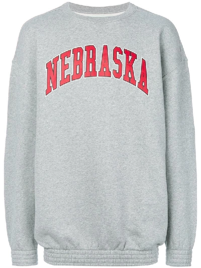 Off-white Nebraska Oversized Cotton Sweatshirt In Gray