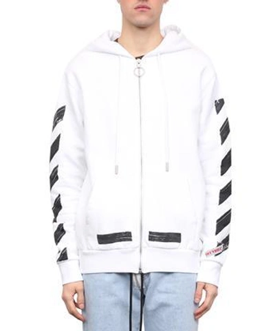 mandskab udslettelse stole Off-white Diagonal Brushed Cotton Hoodie In Bianco | ModeSens