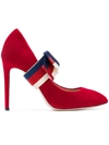 Gucci Removable Web Bow Pumps In Red