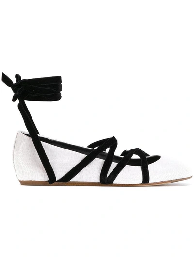 Lanvin Strappy Ballerina Shoes In White