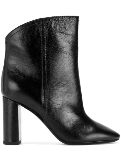 Saint Laurent Block Heel Ankle Boots In Black